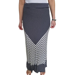 Limited Dark Blue/Cream Striped Maxi Skirt